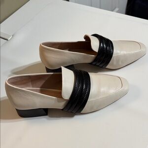 Chic Cream and Black Women's Loafers